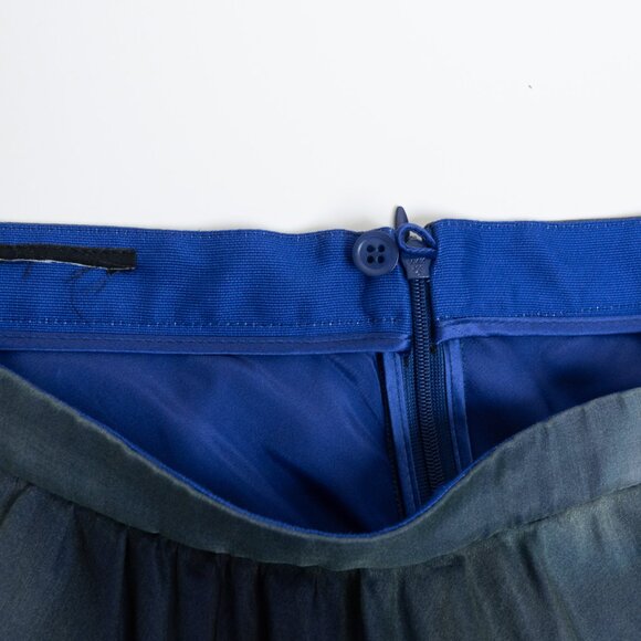 Silk Midi Skirt Floral A-lined Lined Blue Ombre - Picture 11 of 13